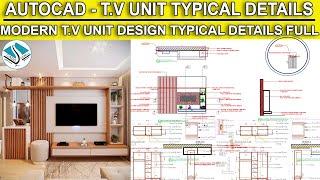 Modern T.v Unit Detail Drawings Working -Autocad 2020- Watch And Learn-#interiordesign #architecture