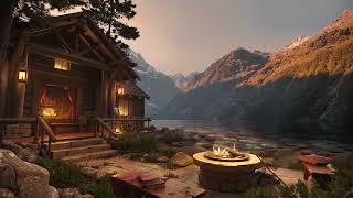 Cozy Wooden Cabin by the Lake with Campfire, Lake Waves and Relaxing Nature Sounds