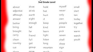 Learn 3rd grade English Sight Words ~ You Tube ~