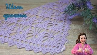 Шаль -  крючком из Alize Angora Gold Simli.  Мастер-класс для начинающих.