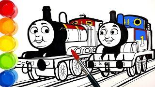 Draw THOMAS vs JAMES . Learn Colors . Easy Simple Drawing Painting Coloring Pages for Kids