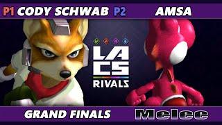 LACS Rivals GRAND FINALS - Cody Schwab (Fox) Vs. aMSa (Yoshi) Smash Melee - SSBM