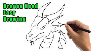 How to Draw a Dragon Head Drawing: Easy Dragon Face Step by Step Side View Sketch for Beginners