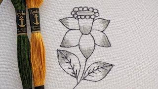 EASY AND SIMPLE FLOWER HAND EMBROIDERY DESIGN FOR BEGINNERS