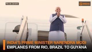 India's Prime Minister Narendra Modi Emplanes from Rio, Brazil to Guyana | DD India