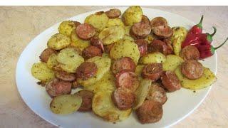 baked potatoes and frankfurters