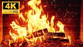  Christmas Fireplace 4K with Crackling Fire Sounds | Burning Logs & Golden Flames