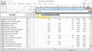 SUMIF function on Excel 2010