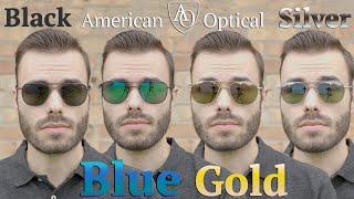 New American Optical Original Pilot Gold, Silver, Blue Mirrored Lenses