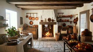 17th Century Kitchen Ambience - Cinematic ASMR (crackling fire, cooking sounds, no talking) |8 Hours