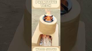 How to Build a Powerful & Eco-Friendly Primitive Wood Stove Using Clay and Bricks  #Shorts #viral