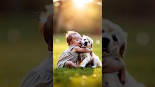 Cute puppy with baby ️ #cutepuppy #puppylife #dogfriendly #germandog #dogvlogs #puppy #tranding