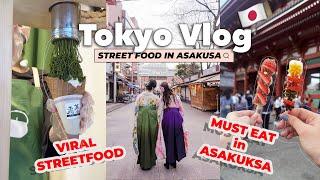 tokyo vlog  eating streetfood in Asakusa, renting kimono & plans failed | Living in Japan