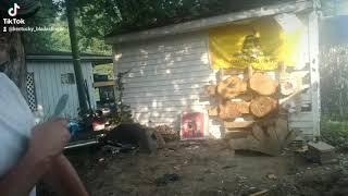 under handed axe throwing with triple knives