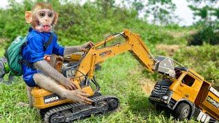 SmaRt BiBon Monkey Toxic is driving the truck and the kittens car repair road