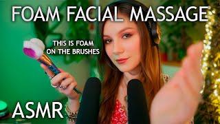 ASMR Face Massage - Brushes and Foam  No Talking, Birds in the background