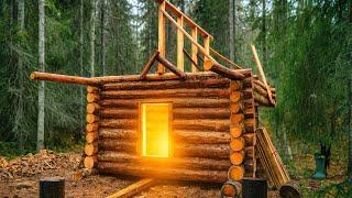 Building Log Cabin in the Woods - Start to Finish