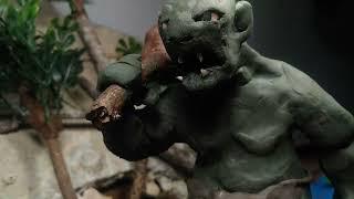 Strider vs cave troll (Lord of the Rings claymation)