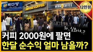 저가 카페 프랜차이즈의 창업비용, 평균매출, 평균순익 전격분석