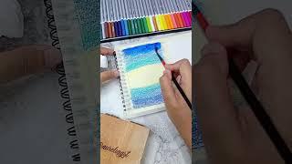 Watercolor Pencil Landscape Drawing #shorts #art #pencildrawing