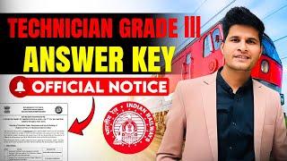 Railway Technician Grade III 2024 | ANSWER KEY Official Notice  #neerajsir