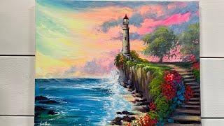 How To Paint A Lighthouse ~ Acrylic