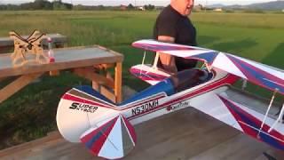 Great Planes Super SkyBolt 1450mm ARF Biplane & SAITO 125A Golden Knight Maiden flight