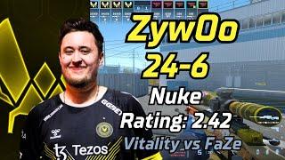 Vitality ZywOo (24-6) vs FaZe (Nuke) | EPL S19 | May 10, 2024 #cs2 #pov