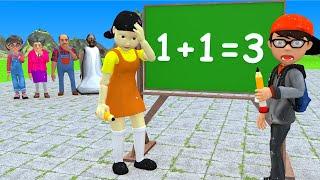 Scary Teacher 3D vs Squid Game Be a Wise Mathematician Choose the Correct Result 5 Times Challenge