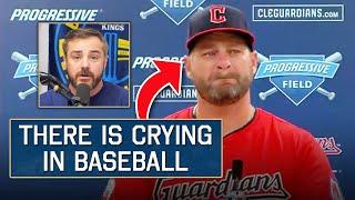 Manager cries during postgame interview