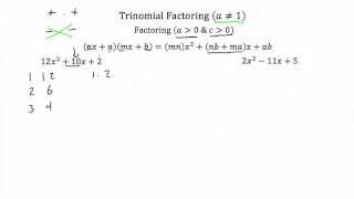 Trinomial Factoring (a≠1) PT 1- Textbook Tactics