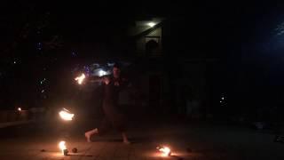 Fire poi, Goa, Driada Palace. Kirpich party chill out. Performance by Igor Polivoda.