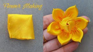 DIY: Easy Tricks Ribbon Flowers Making | Ribbon rose flower making | How To Make Ribbon Flower