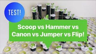 Gravitrax Test: Scoop vs Hammer vs Canon vs Jumper vs Flip! Who wins this test battle?