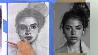 Charcoal Drawing Tutorial - Female Portrait