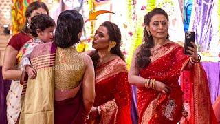 Rani Mukherji Cutest Unseen Moments at Biggest Durga Puja 2024