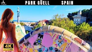 Park Güell  Barcelona 4K Walking Tour 2024 4K60  // Hot Day