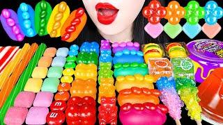 ASMR RAINBOW DESSERTS 신기한 무지개 디저트 FROZEN GUMMY, HARIBO KOHAKUTO COLOR SNACK EATING SOUNDS MUKBANG 먹방