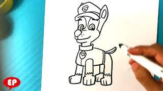 EASY How to Draw PAW PATROL - Chase