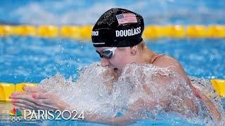 USA's Kate Douglass, in her second final of the night, gets silver in 200m breaststroke at Worlds