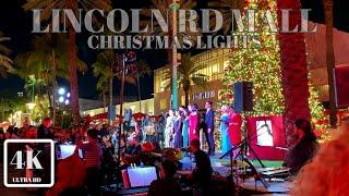 CHRISTMAS TREE LIGHTING AT LINCOLN ROAD MALL MIAMI BEACH 4K UHD 60 FPS FLORIDA USA