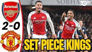 ARSENAL 2-0 MANCHESTER UNITED  SET PIECE KINGS  RICE MASTERCLASS ️‍ TIMBER & SALIBA GOALS