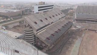 Kyle Field Implosion - Inside the stadium (south endzone scoreboard)