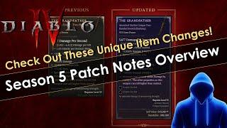 Diablo 4 Season 5 Patch Notes Analysis - Unique Item Updates