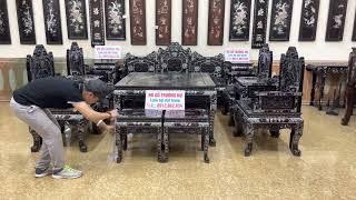 trường kỷ cẩn ốc, tranh gỗ trắc cẩn ngà, đồ gỗ xưa