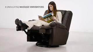 ECODE® Leather Rotating Massage Sofa. Low back heat. Available in brown and black ECO-8615