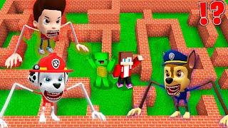 JJ and Mikey SURVIVE IN MAZE WITH The CHASE Tapes and The MARSHALL Tapes PAW PATROL Minecraft Maizen