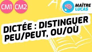 Dictée : distinguer peu/peut, ou/où CM1 - CM2 - Cycle 3 - Français - Orthographe - Grammaire