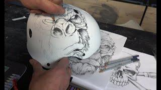 paint a helmet with pencils only - ETOE Designs