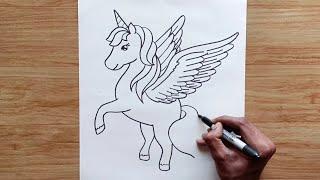 How to Draw an Unicorn | Unicorn Drawing | Sketch Drawing | Easy Sketches